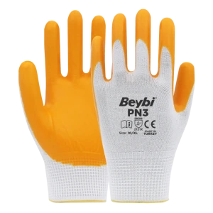 BEYBİ PN3 NAYLON NİTRİL ELDİVEN SARI NO: 10