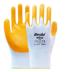 BEYBİ PN10 NAYLON NİTRİL ELDİVEN SARI NO: 10