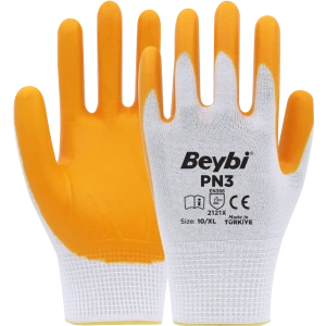 Beybi PN3 Polyester Örme Nitril Eldiven Koli (288 Çift)